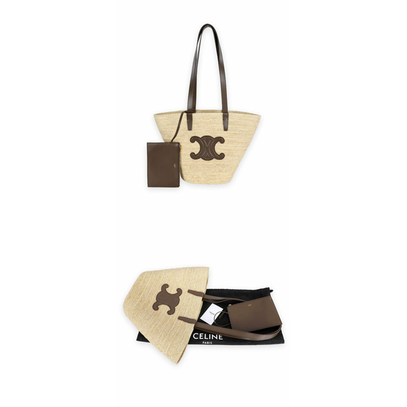 CELINE 中號 Suppl 經典款 Panier 拉菲草肩包-5