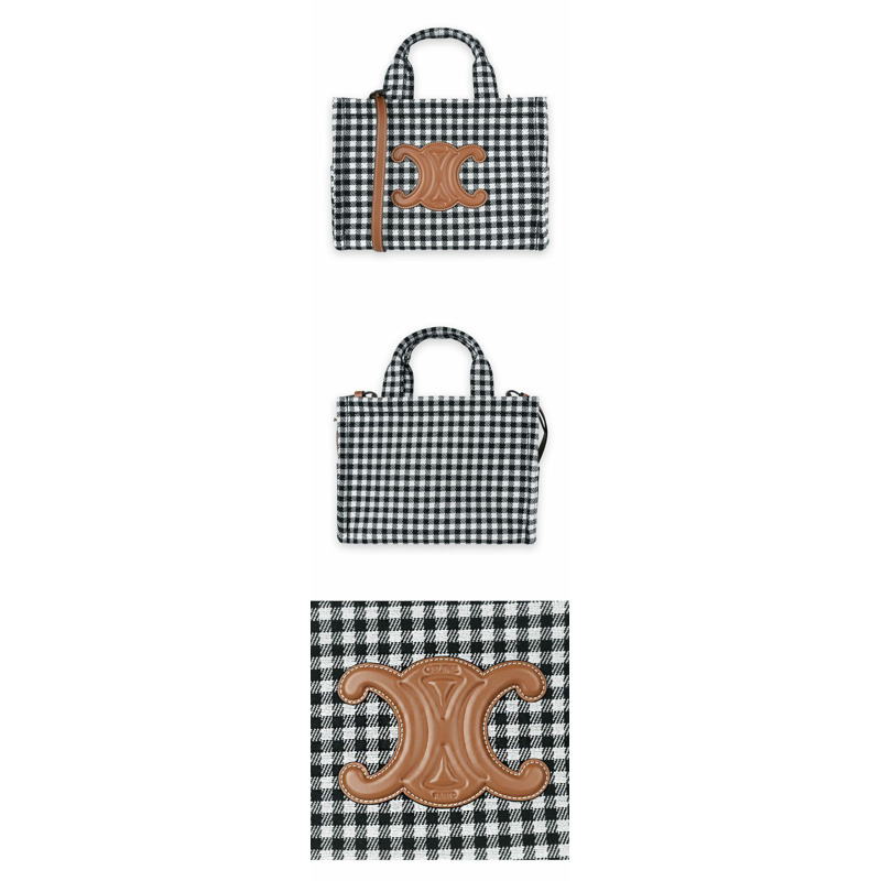 CELINE Tais Triomphe 女士小號手提包(黑/白)199162FYQ-2