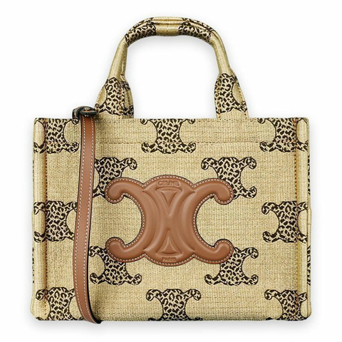 CELINE 女士豹紋 Triumph 中型手提包（自然色/棕褐色）199162FU3