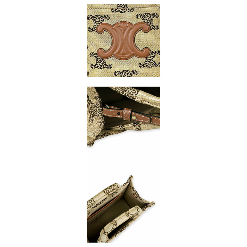 CELINE 女士豹紋 Triumph 中型手提包（自然色/棕褐色）199162FU3-3