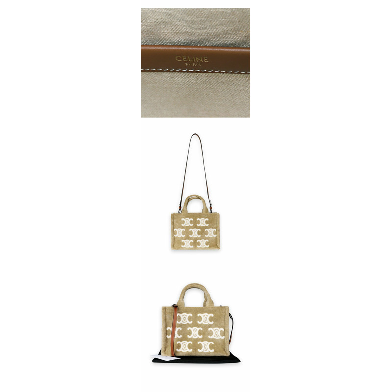 CELINE Tais Triumph 女士小號斜背包（米色/棕褐色）199162FV3-4