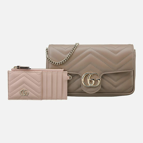 GUCCI GG Marmont 鏈條迷你肩背包 米色 751526 AAEKI