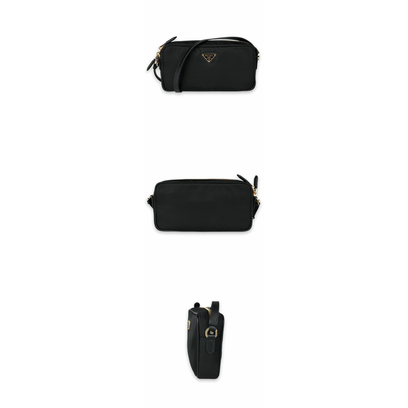 PRADA Lina 女士尼龍三角 Logo 單肩包(黑色)1NE057 2C05 F0002-2