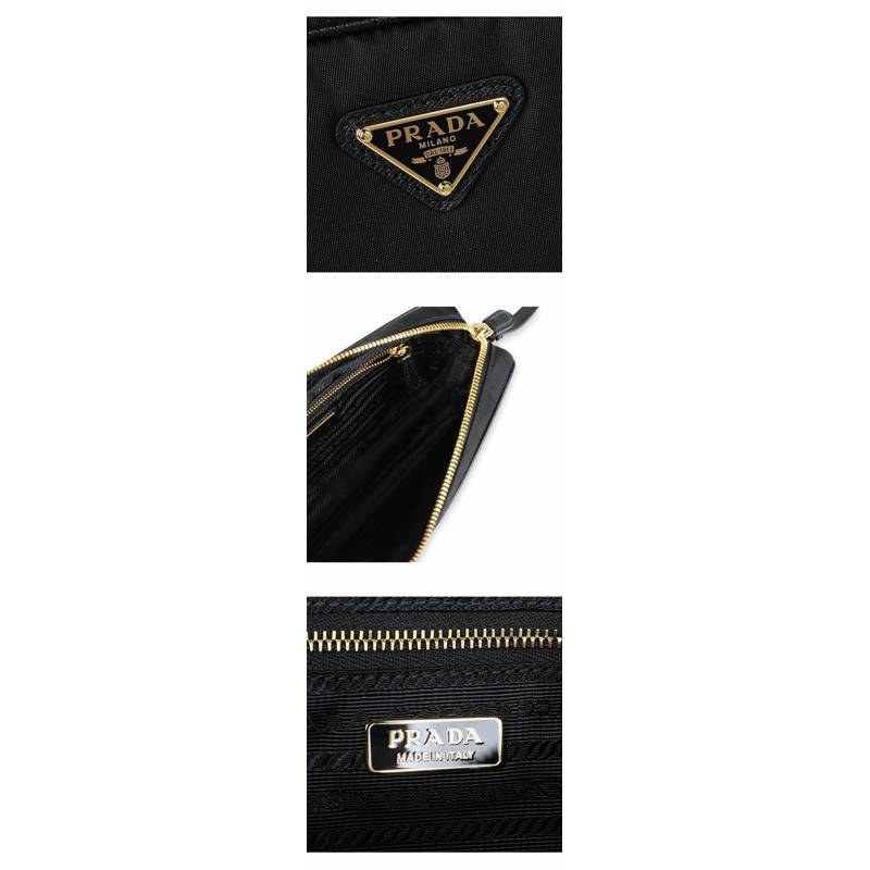 PRADA Lina 女士尼龍三角 Logo 單肩包(黑色)1NE057 2C05 F0002-3
