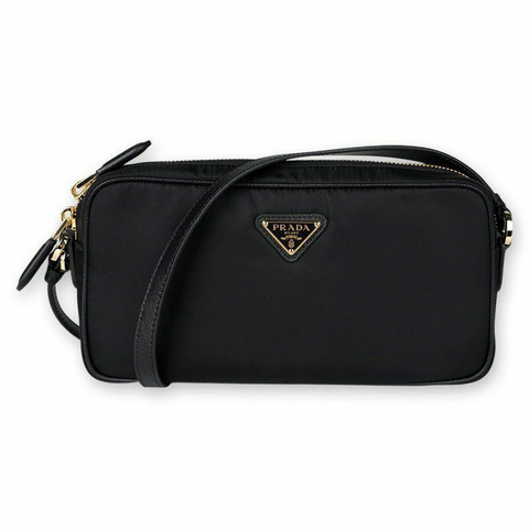 PRADA Lina 女士尼龍三角 Logo 單肩包（黑色）1NE057 2C05 F0002