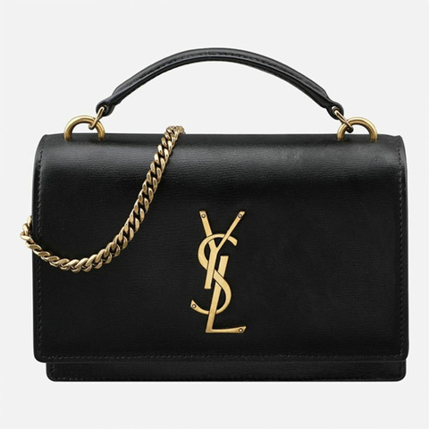 SAINT LAURENT 5S Sunset 鏈條斜背包 金色 黑色 533026 D422W
