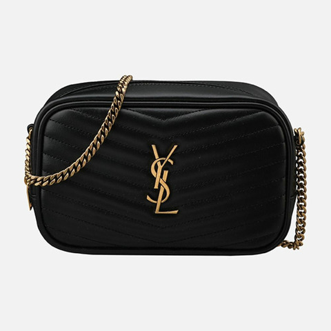 SAINT LAURENT 5S Lou 絎縫迷你肩背包 金黑 748849 DV707