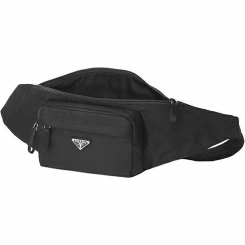PRADA 尼龍三角標誌腰包 黑色 2VL005 2A6D