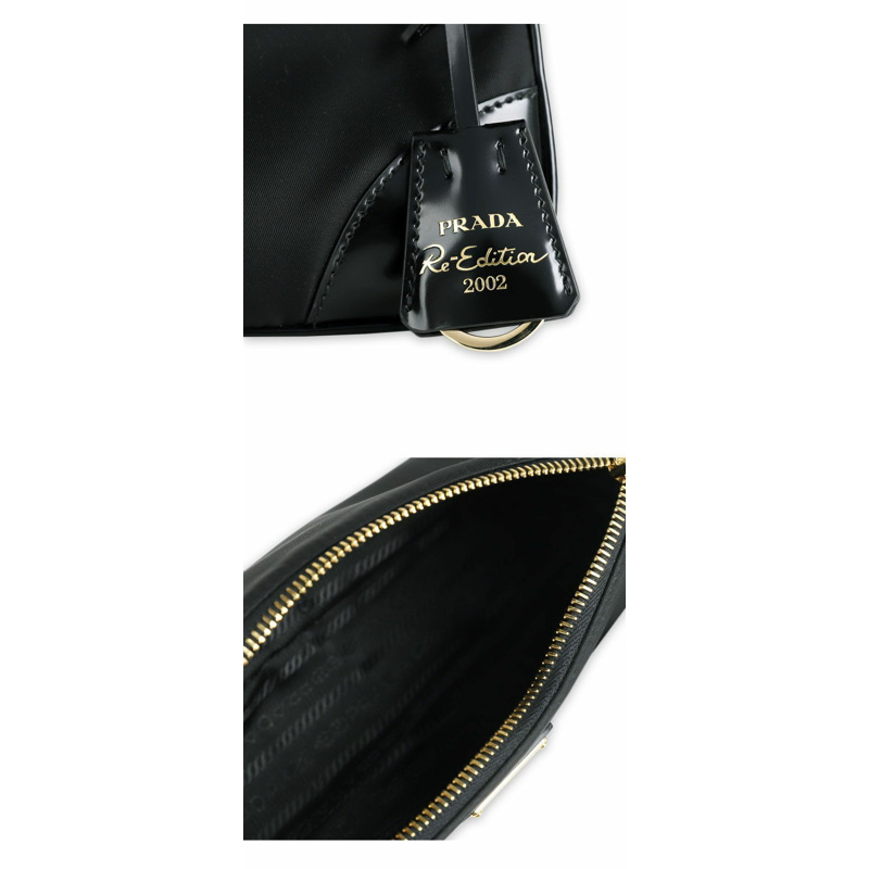 PRADA 女士 Re-Nylon 三角形 Logo 磨毛單肩包（黑色）1BC201 R789-3
