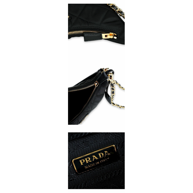 PRADA 女士 1995 鏈條尼龍迷你包(黑色)1BC204 2AOS-3