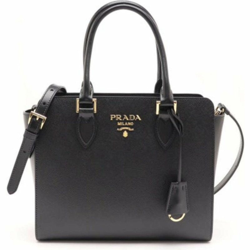 PRADA Saffiano 皮革手提包 黑色 1BA113 2EDV-0