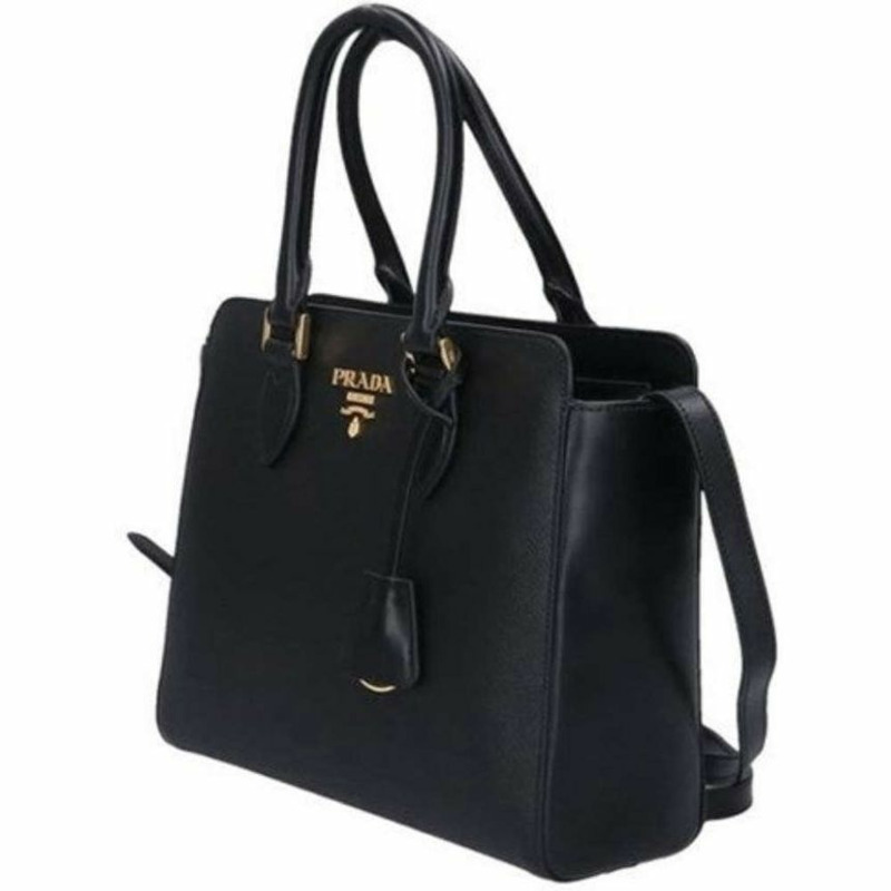PRADA Saffiano 皮革手提包 黑色 1BA113 2EDV-2