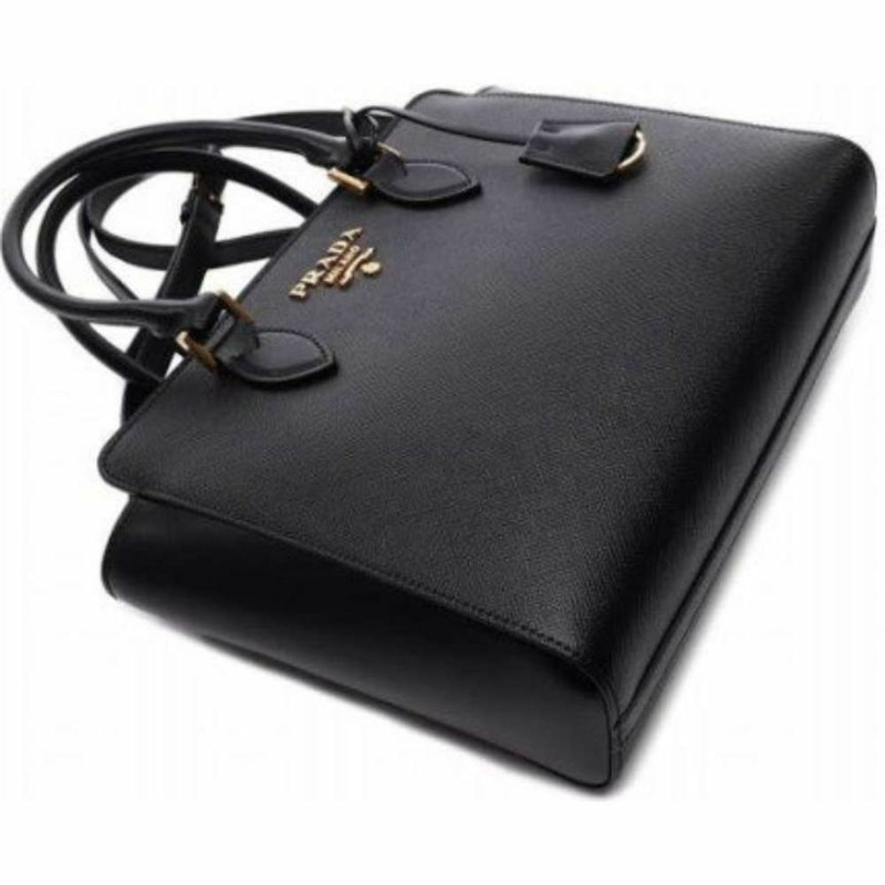 PRADA Saffiano 皮革手提包 黑色 1BA113 2EDV-3