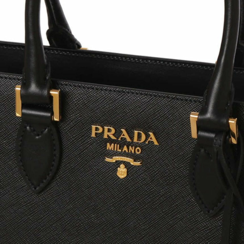 PRADA Saffiano 皮革手提包 黑色 1BA113 2EDV-5