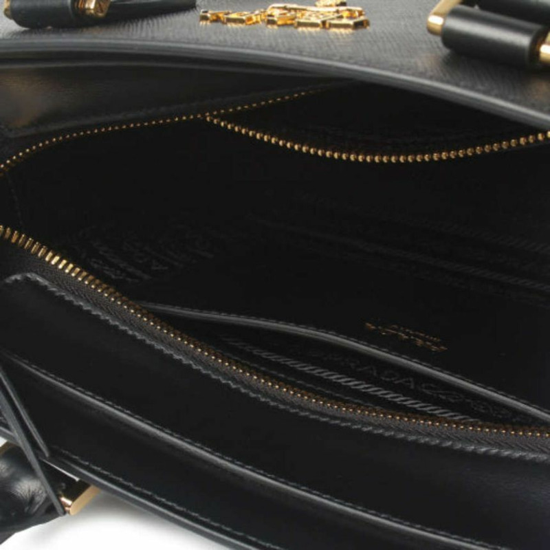 PRADA Saffiano 皮革手提包 黑色 1BA113 2EDV-7