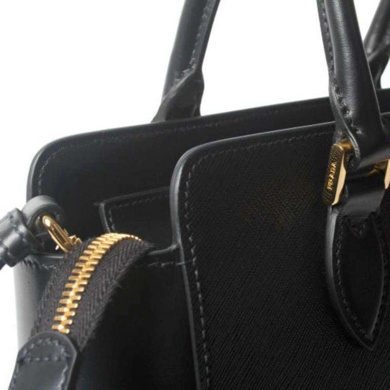 PRADA Saffiano 皮革手提包 黑色 1BA113 2EDV-9