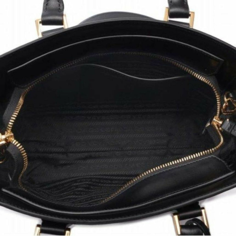 PRADA Saffiano 皮革手提包 黑色 1BA113 2EDV-11