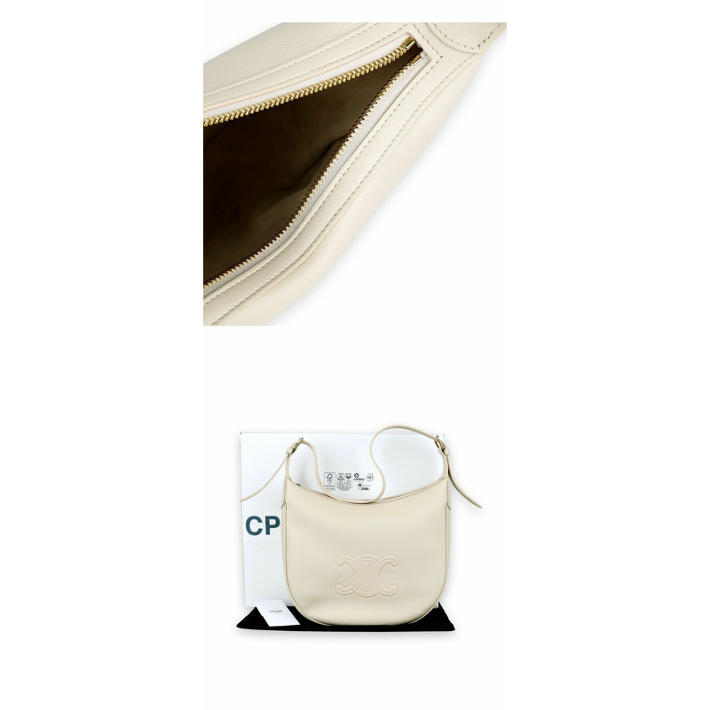 CELINE 中型 Eloise 柔軟小牛皮肩背包(淺米色)114713FLH-4