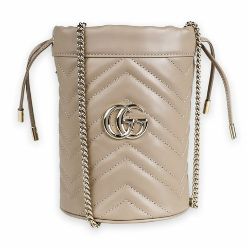 GUCCI 女士 GG Marmont 鏈條迷你水桶包（米色）575163 DTDHD