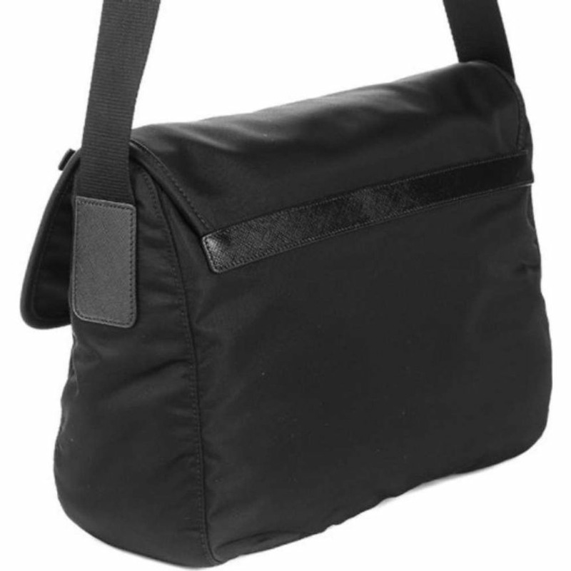 PRADA Pocono 扣環斜背包 黑色 中號 1BD671 ZOT-5