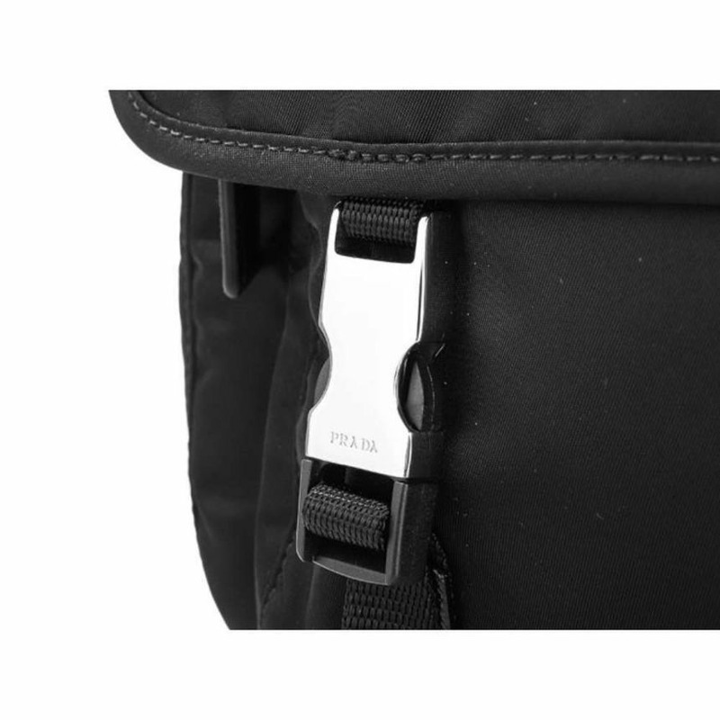 PRADA Pocono 扣環斜背包 黑色 中號 1BD671 ZOT-7