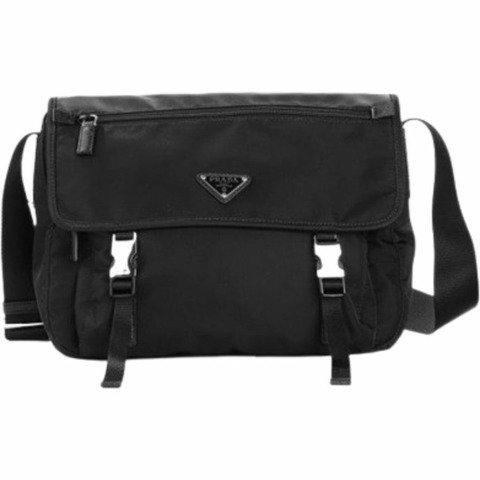 PRADA Pocono 扣環斜背包 黑色 中號 1BD671 ZOT