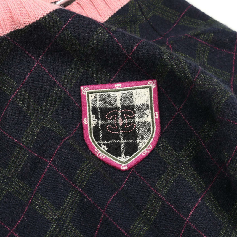 香奈兒短袖連身裙,真絲羊絨/羊駝毛混紡,藏青色、粉紅色、綠色,#40,二手女裝-9