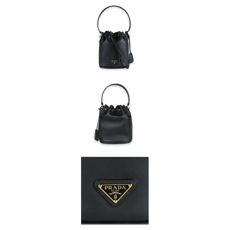 PRADA 女士三角形Logo皮革迷你水桶包-2