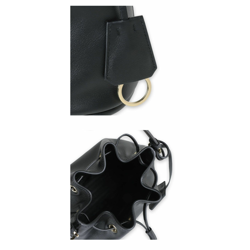 PRADA 女士三角形Logo皮革迷你水桶包-3