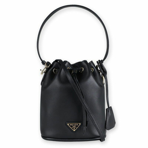 PRADA 女士三角形Logo皮革迷你水桶包