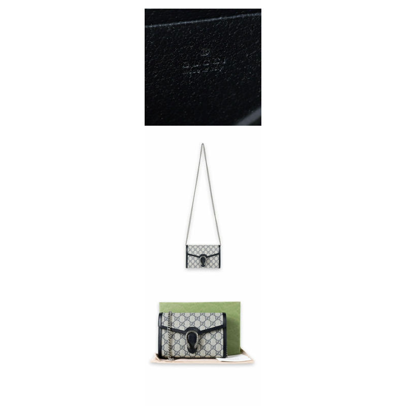 GUCCI Dionysus GG Supreme 鏈條皮夾斜背包（黑色）401231 K9GSN-4