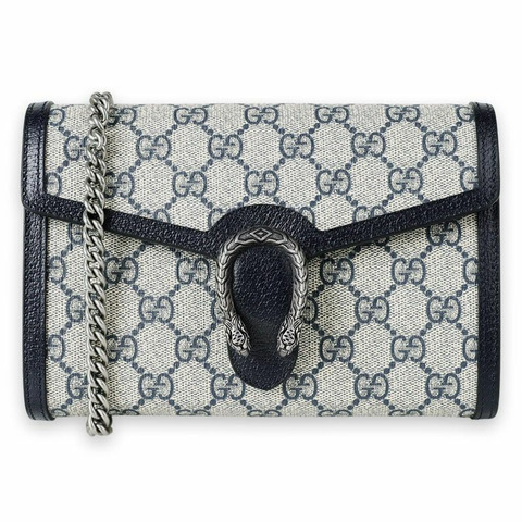 GUCCI Dionysus GG Supreme 鏈條皮夾斜背包（黑色）401231 K9GSN