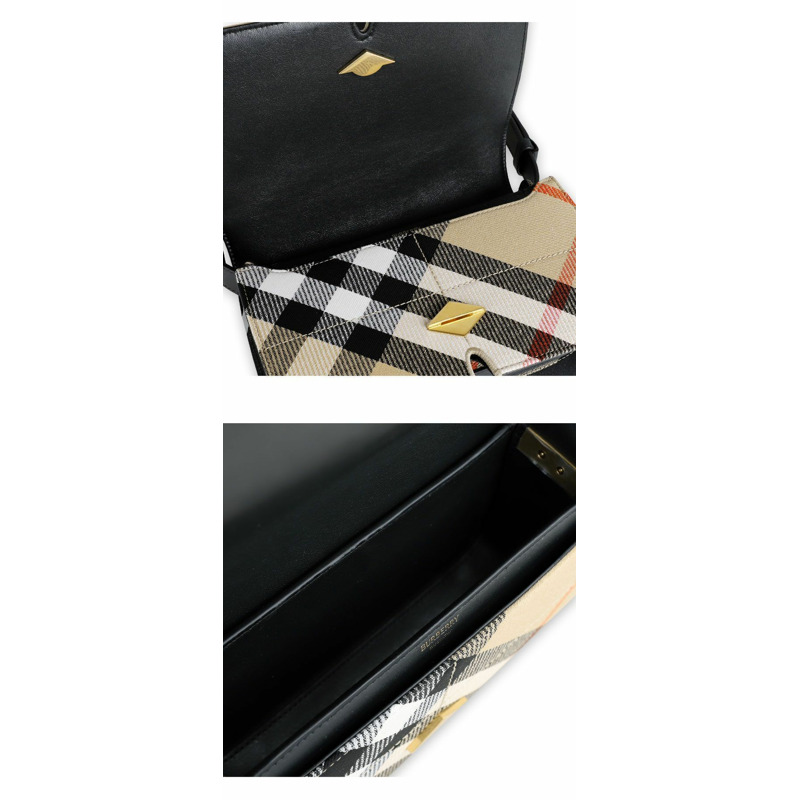 BURBERRY 女士復古格紋斜背包(米色)8097379-3