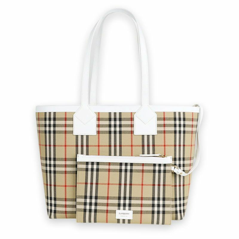 BURBERRY 復古格紋中型倫敦單肩包(米色)-0