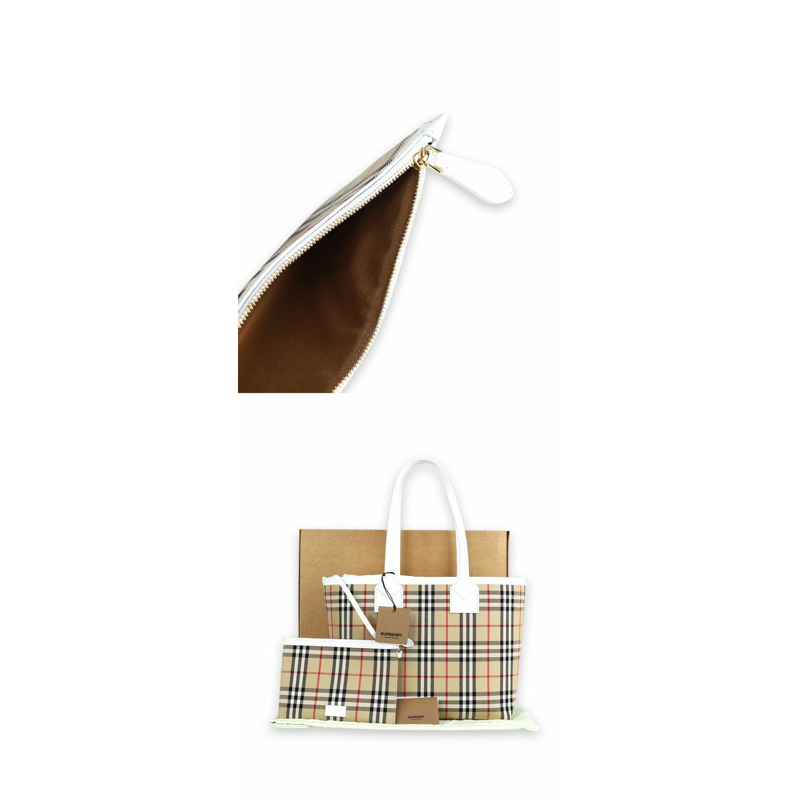 BURBERRY 復古格紋中型倫敦單肩包(米色)-5