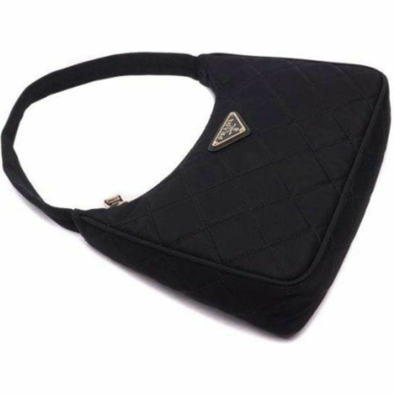 PRADA 黑色尼龍絎縫單肩包，印章：1NE051 2DYC F0002-2
