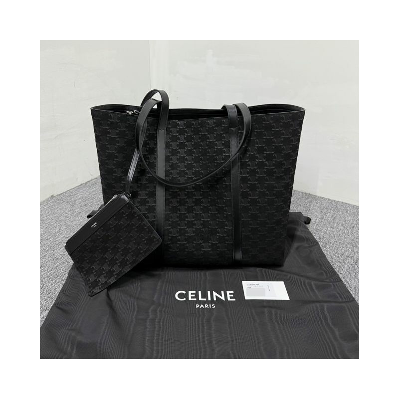 CELINE Triomphe 壓花絨面小牛皮博物館包 (117783GD4 38SI)-1
