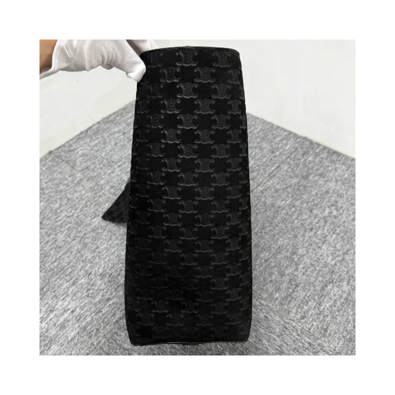 CELINE Triomphe 壓花絨面小牛皮博物館包 (117783GD4 38SI)-3