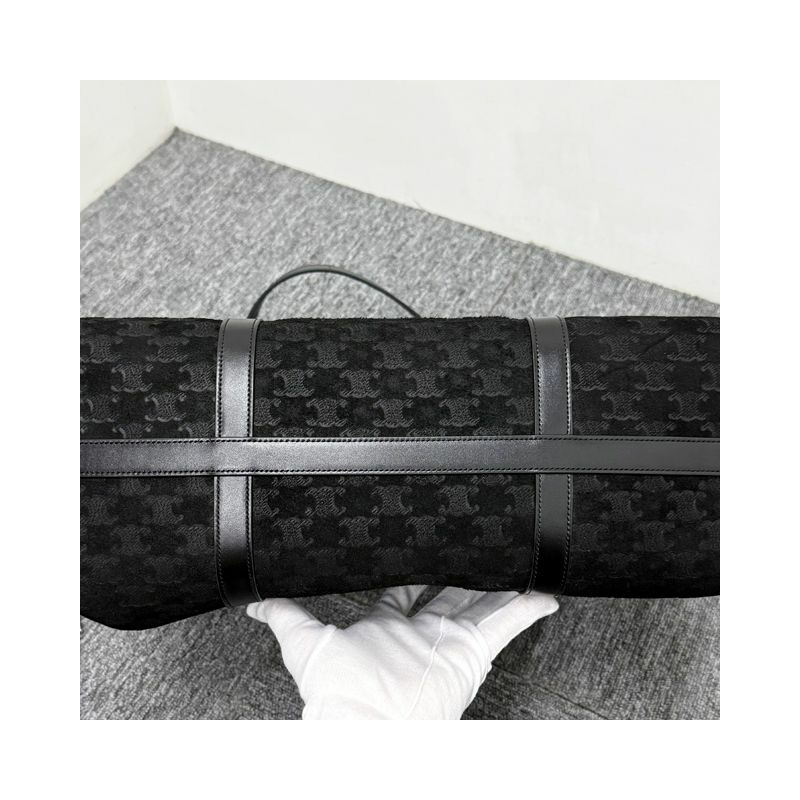 CELINE Triomphe 壓花絨面小牛皮博物館包 (117783GD4 38SI)-4