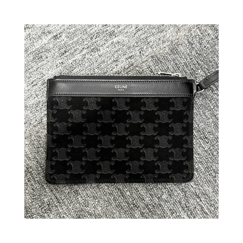 CELINE Triomphe 壓花絨面小牛皮博物館包 (117783GD4 38SI)-8