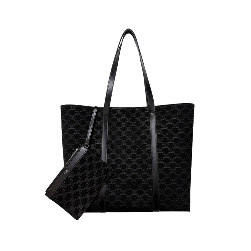 CELINE Triomphe 壓花絨面小牛皮博物館包 (117783GD4 38SI)-12