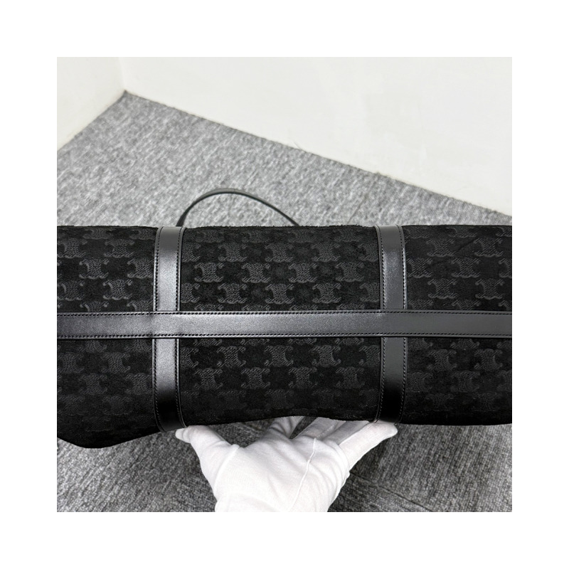 CELINE Triomphe 壓花絨面小牛皮博物館包 (117783GD4 38SI)-16