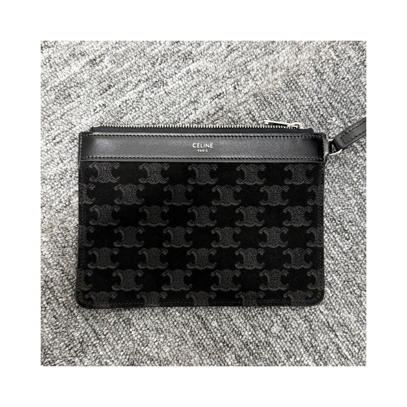 CELINE Triomphe 壓花絨面小牛皮博物館包 (117783GD4 38SI)-20