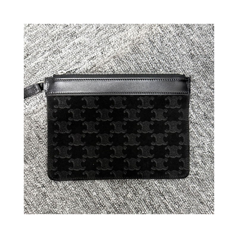 CELINE Triomphe 壓花絨面小牛皮博物館包 (117783GD4 38SI)-21