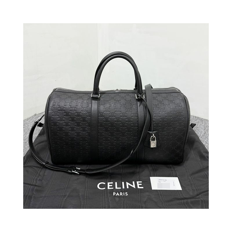 CELINE Triomphe 壓花小牛皮波士頓包 190663FQU 38SI-1