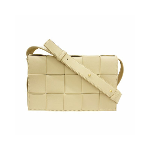 BOTTEGA VENETA 編織 Intrecciato 羊皮斜背卡帶包 Porcini (578004 VMAY1 9776)
