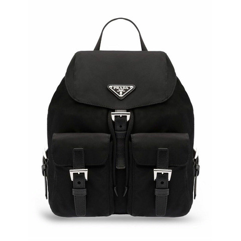 PRADA Re-Nylon Logo Plaque 黑色背包 1BZ677 RV44 F0002