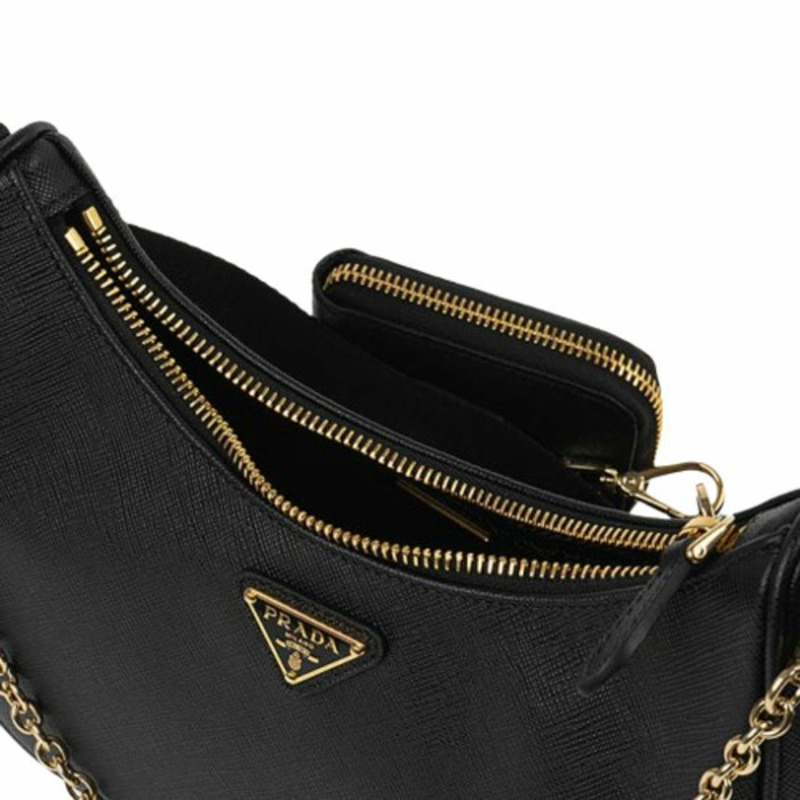 PRADA 複刻版三角形Logo單肩包 黑色 1BH204 NZV F0632-3