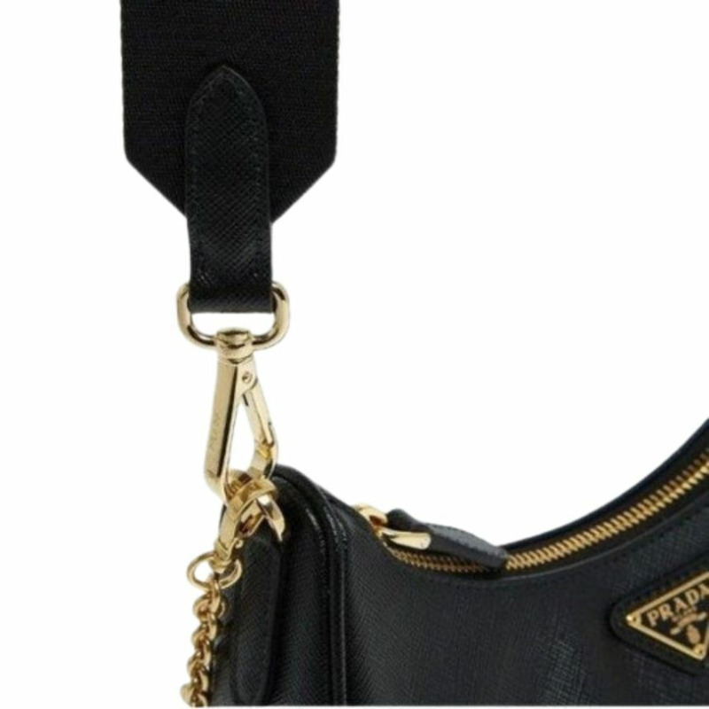 PRADA 複刻版三角形Logo單肩包 黑色 1BH204 NZV F0632-7