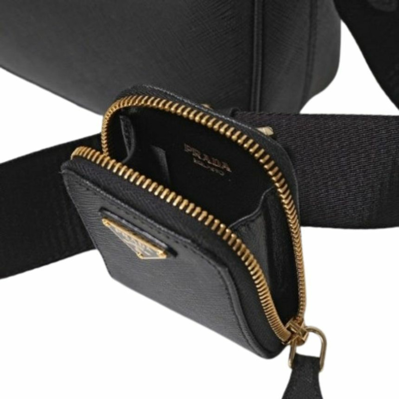 PRADA 複刻版三角形Logo單肩包 黑色 1BH204 NZV F0632-9